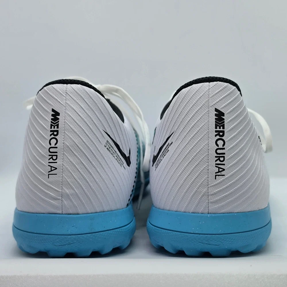 Nike Mercurial Vapor 15 Club TF Turf Soccer Shoes White Blue DJ5968-146 Men's 13